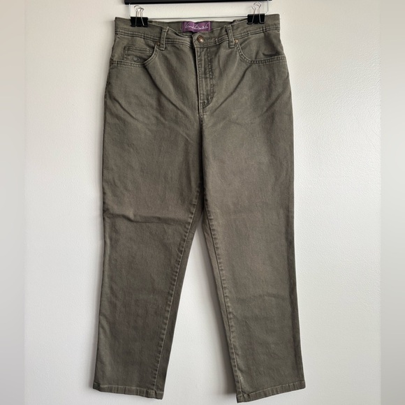 Gloria Vanderbilt Olive Green Amanda Straight Leg Ankle Jeans Size 12 - Picture 1 of 11